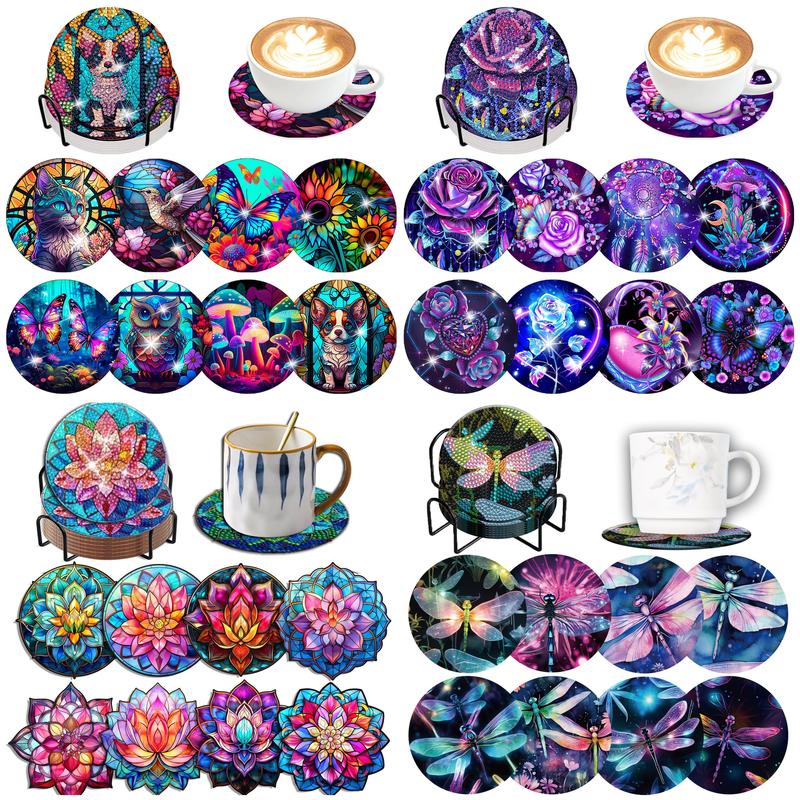 Woodworking Resin - 8pcs/Set DIY Diamond Painting Coasters with