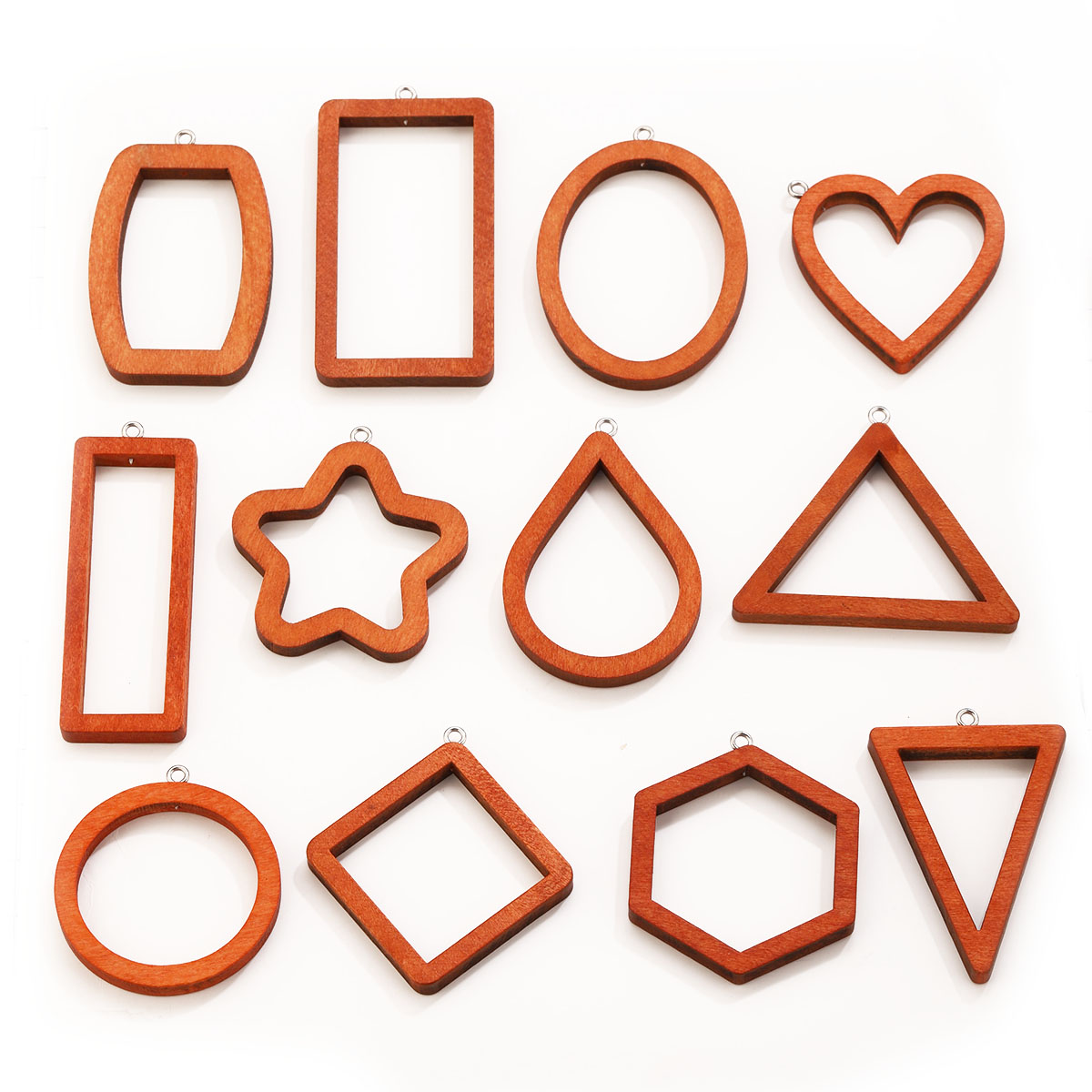 Woodworking Resin - 10PCS Triangle Rectangle Wood Geometric Charms