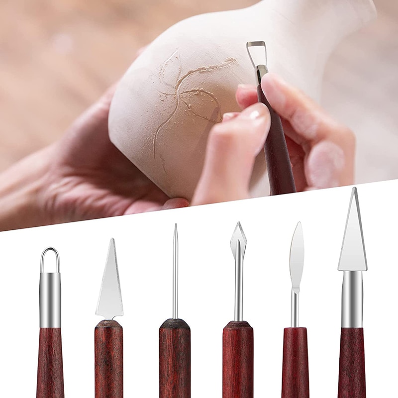 6PCS Sculpting Pottery Clay To - Wood Chisel Set ulasan dan harga